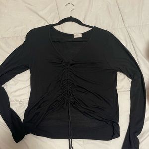 Black long sleeve ruched top
